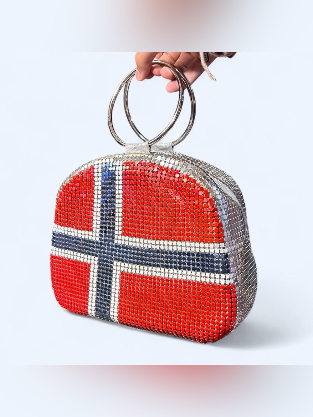 Y2K Rhinestone Flag Silver Bag by Laila!